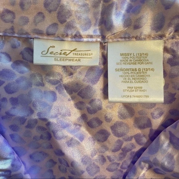 Secret Treasures Long Sleeve Pajama Set Purple Blue Leopard Print Size Large - Picture 4 of 4